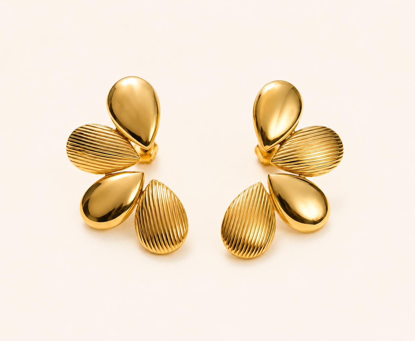 Amore Tropical Floral Butterfly Stud Earrings - gold plated floral butterfly stud earrings for women