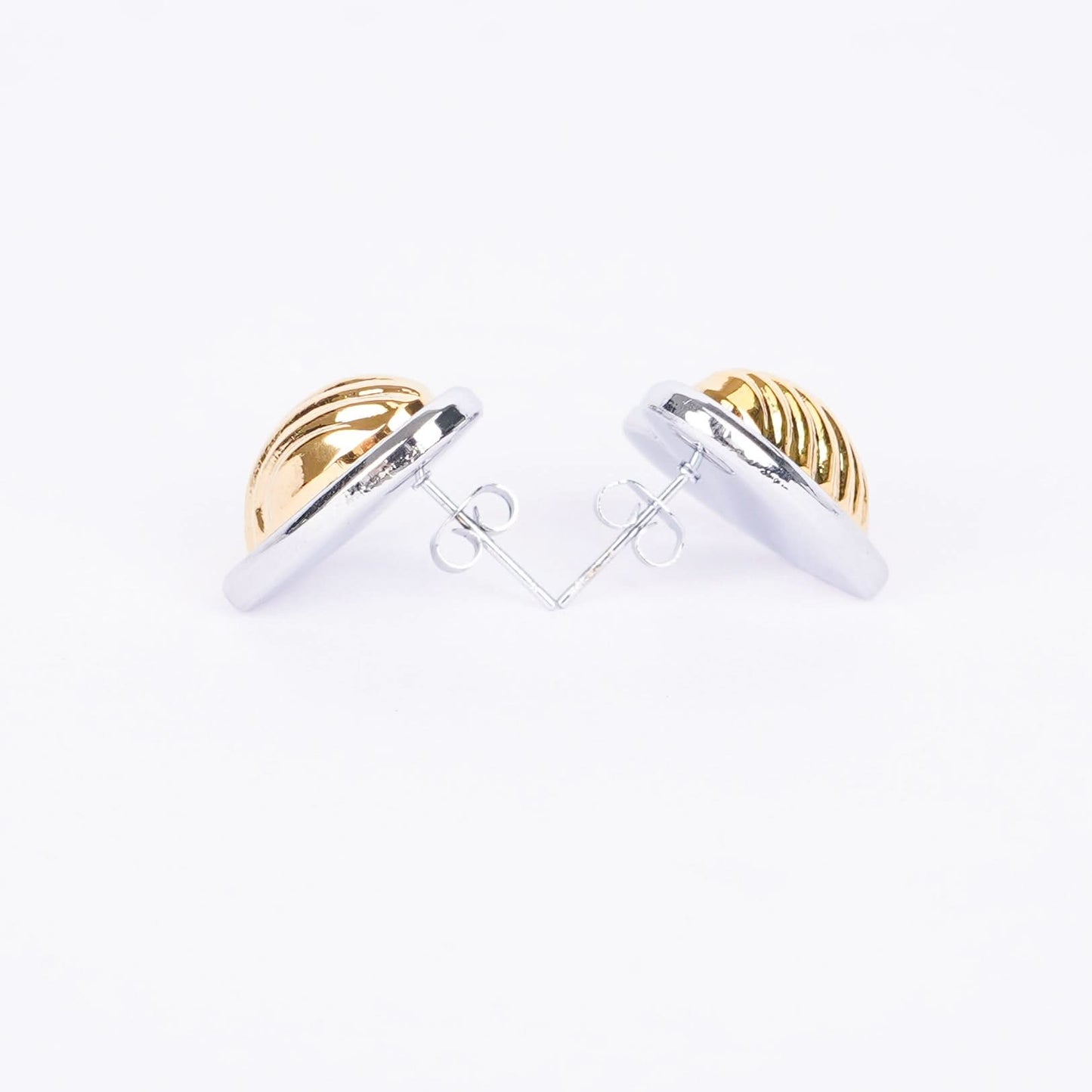 Amouréa Dual-Tone Heart Stud Earrings - gold and silver heart stud earrings for women - view 3