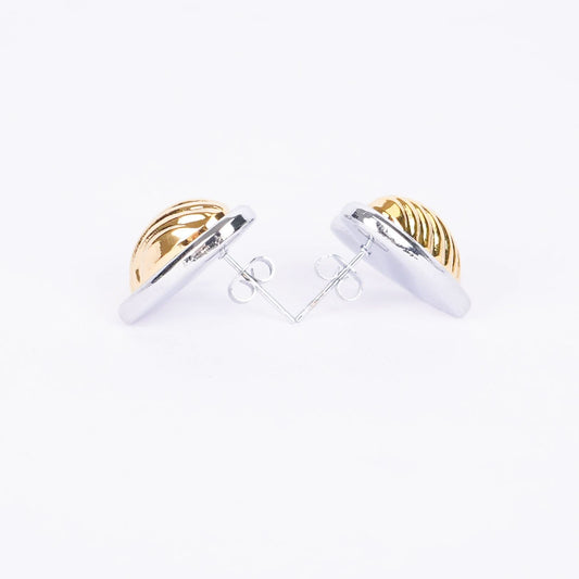 Amouréa Dual-Tone Heart Stud Earrings - gold and silver heart stud earrings for women - view 3