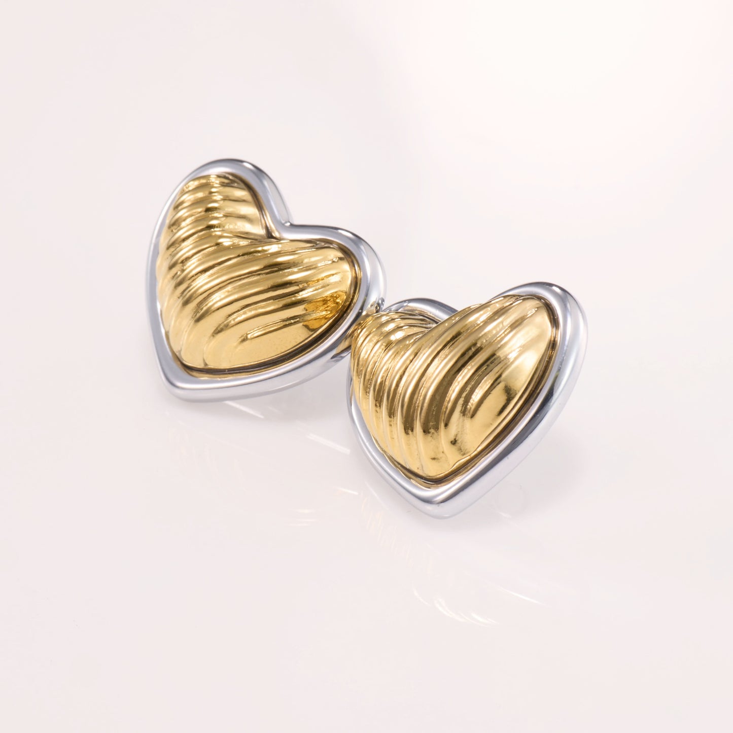 Amouréa Dual-Tone Heart Stud Earrings - gold and silver heart stud earrings for women - view 5
