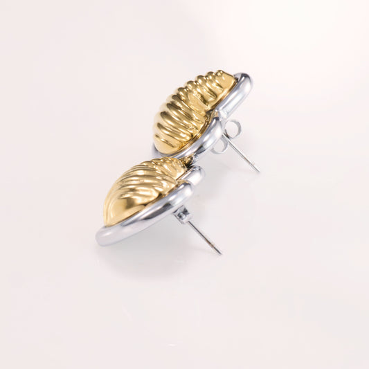 Amouréa Dual-Tone Heart Stud Earrings - gold and silver heart stud earrings for women - view 6