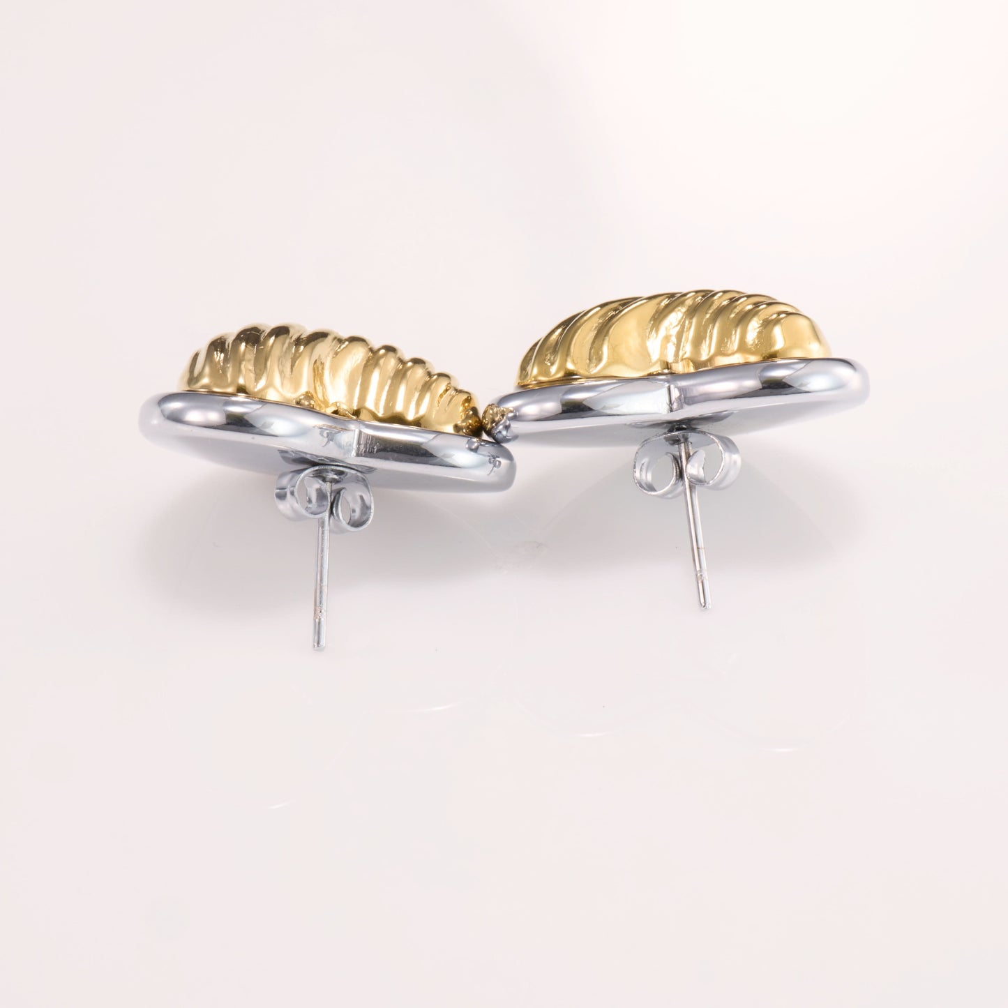 Amouréa Dual-Tone Heart Stud Earrings - gold and silver heart stud earrings for women - view 7