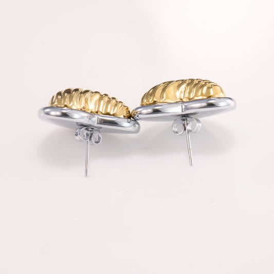 Amouréa Dual-Tone Heart Stud Earrings - gold and silver heart stud earrings for women - view 7