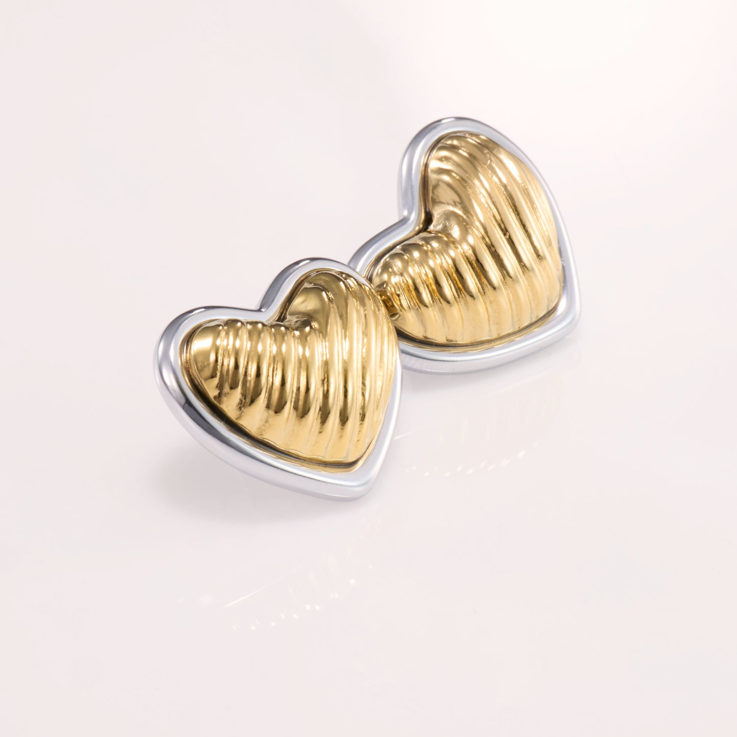 Amouréa Dual-Tone Heart Stud Earrings - gold and silver heart stud earrings for women - view 8