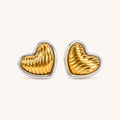 Amouréa Dual-Tone Heart Stud Earrings