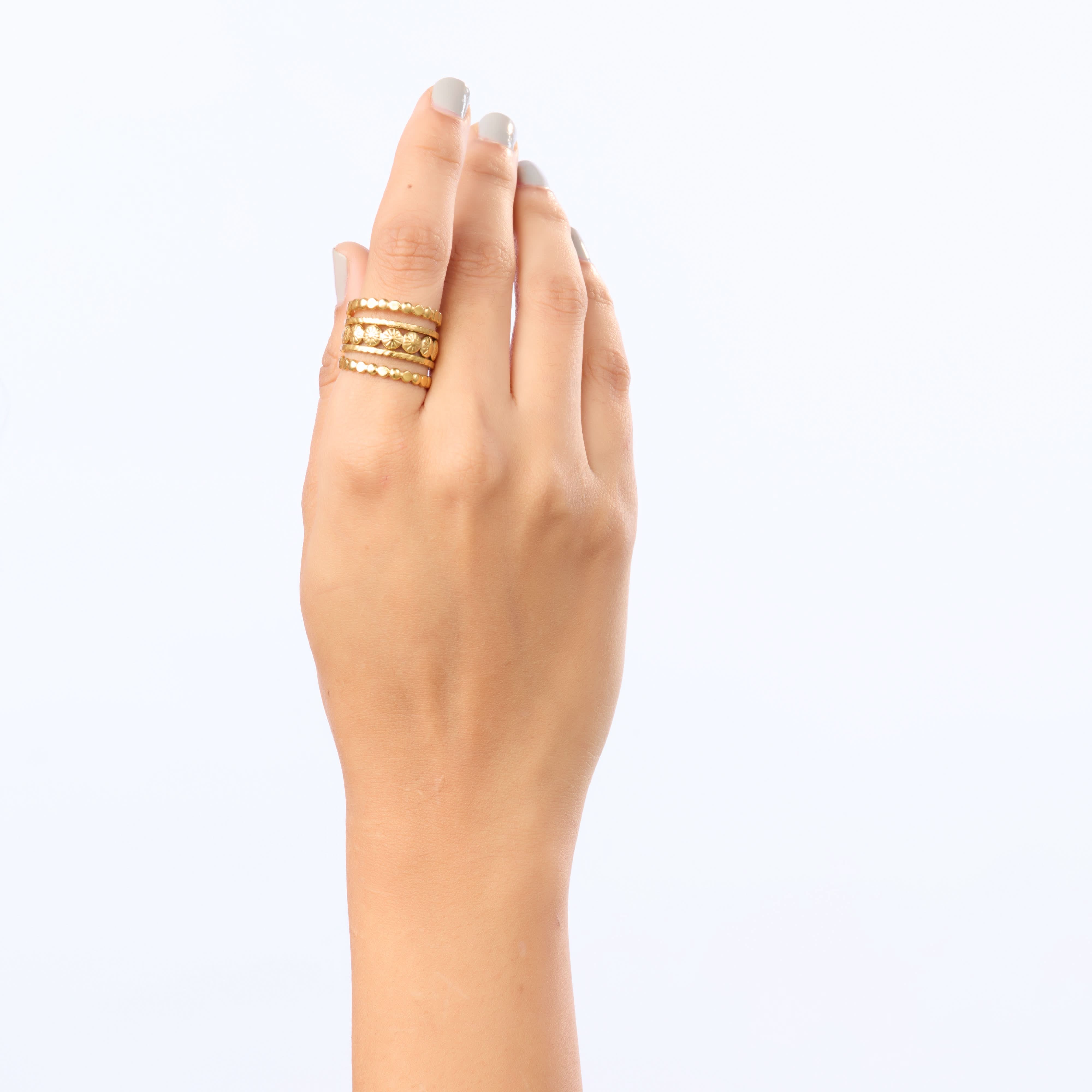 Ancient Sun Multi-Band Ring - gold plated multi band statement ring for women - view 2