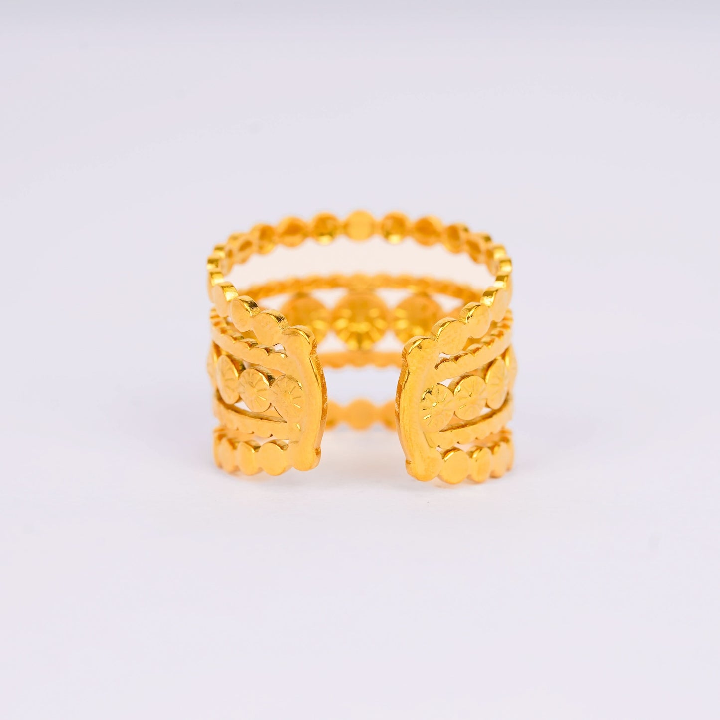 Ancient Sun Multi-Band Ring - gold plated multi band statement ring for women - view 3