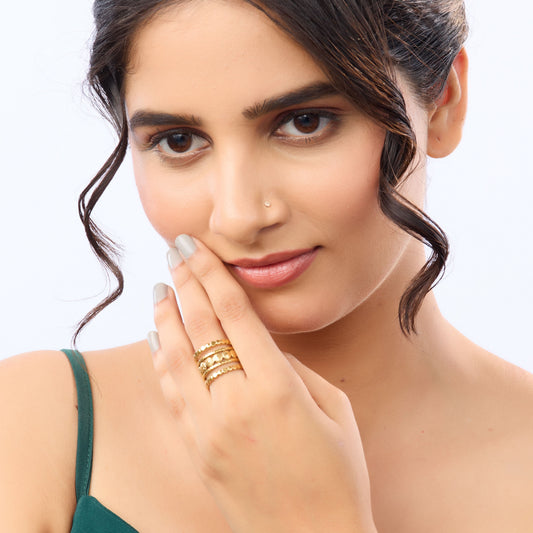 Ancient Sun Multi-Band Ring - gold plated multi band statement ring for women - view 5