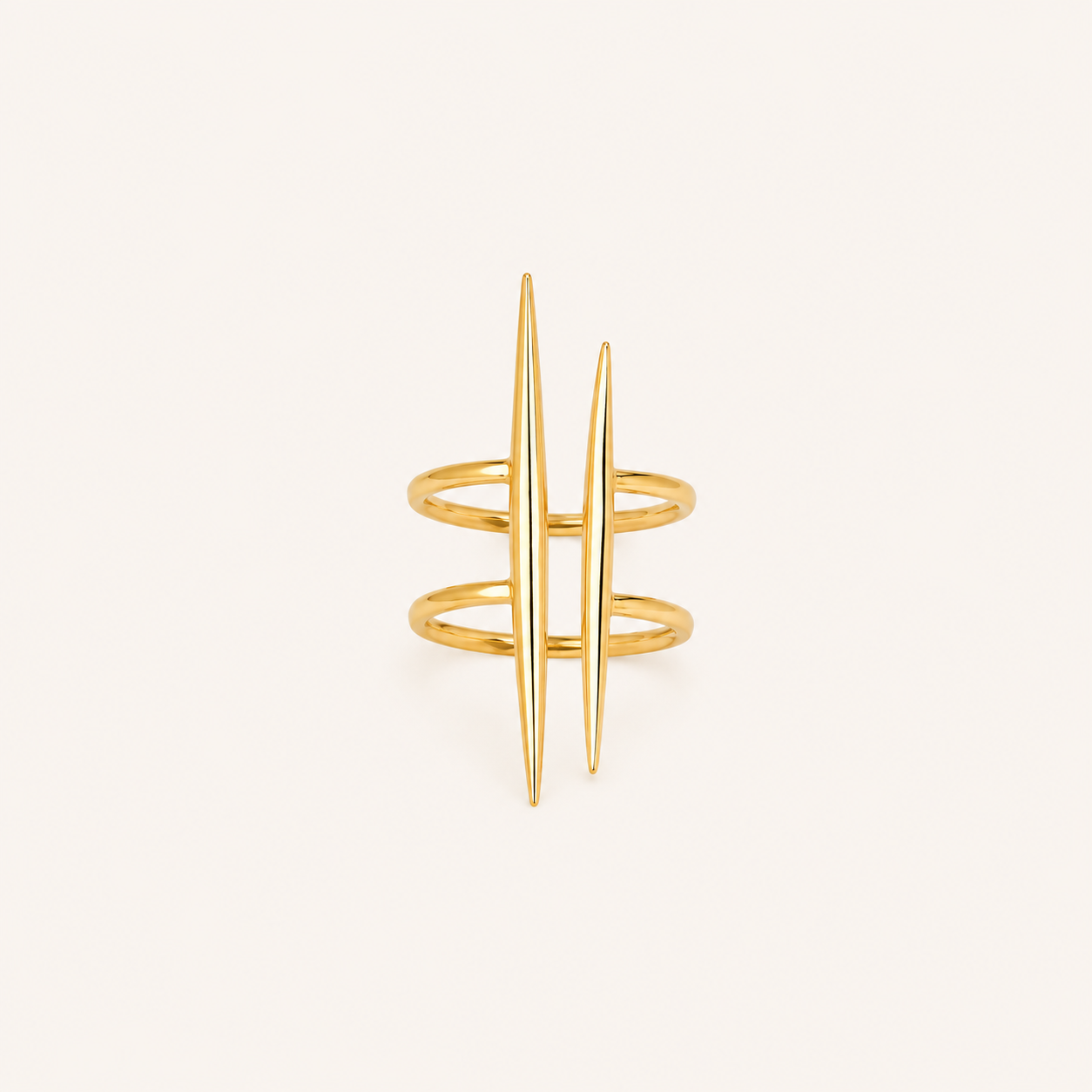 Apex Dual Spike Ring - gold plated dual spike statement ring for women