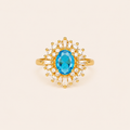 Aqua Flare Sunburst Ring