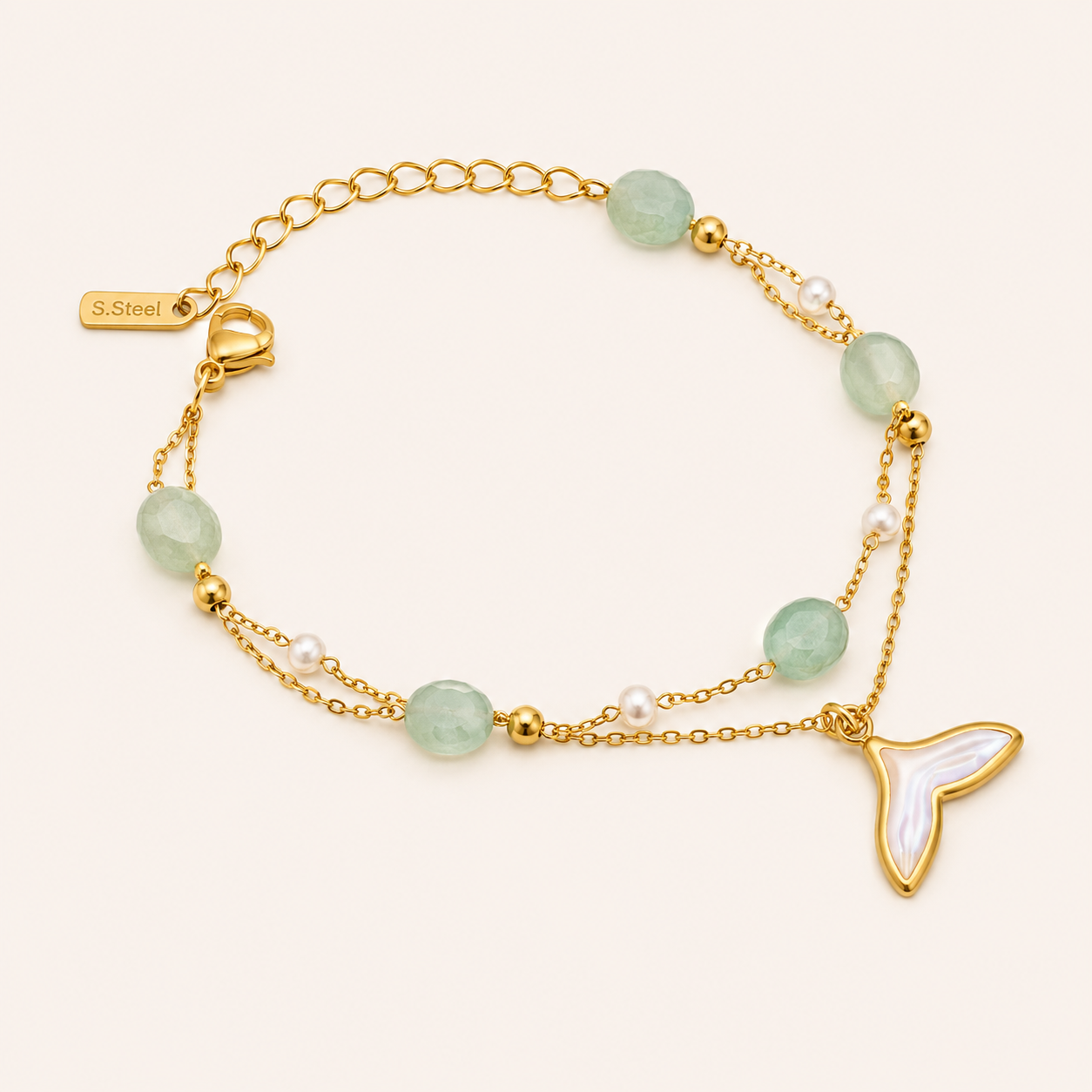 Aqualyn Mermaid Charm Luxe Bracelet - gold plated mermaid charm bracelet for women - view 2