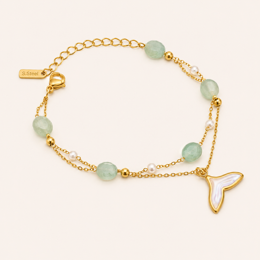 Aqualyn Mermaid Charm Luxe Bracelet - gold plated mermaid charm bracelet for women - view 2