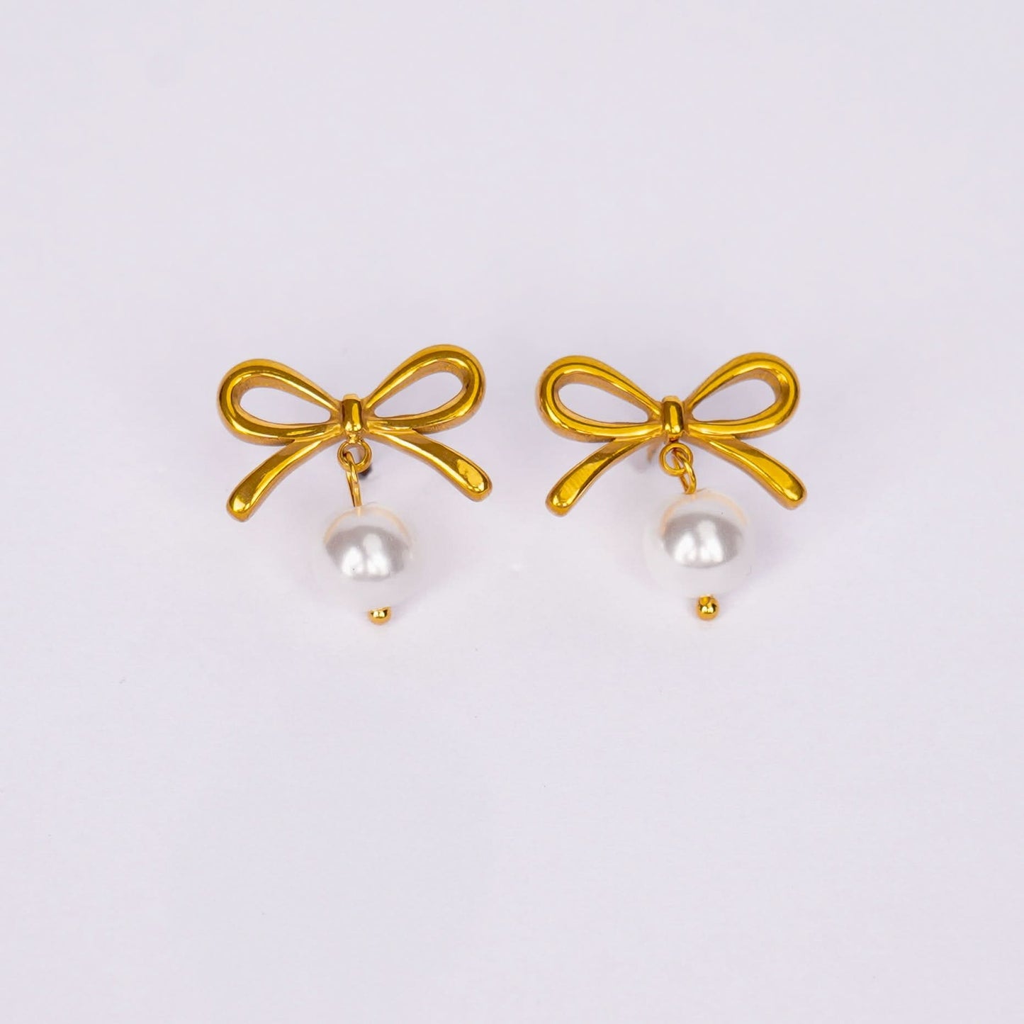 Arboreal Bow and Seed Pearl Necklace and Earrings Set - gold plated pearl jewellery set for women - view 2