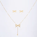 Arboreal Bow & Seed Pearl Necklace and Earrings Set