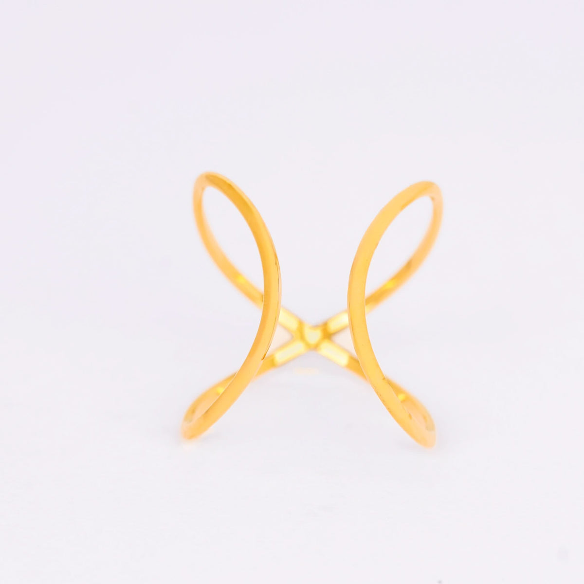 Architectural Crisscross Ring - gold plated crisscross statement ring for women - view 3
