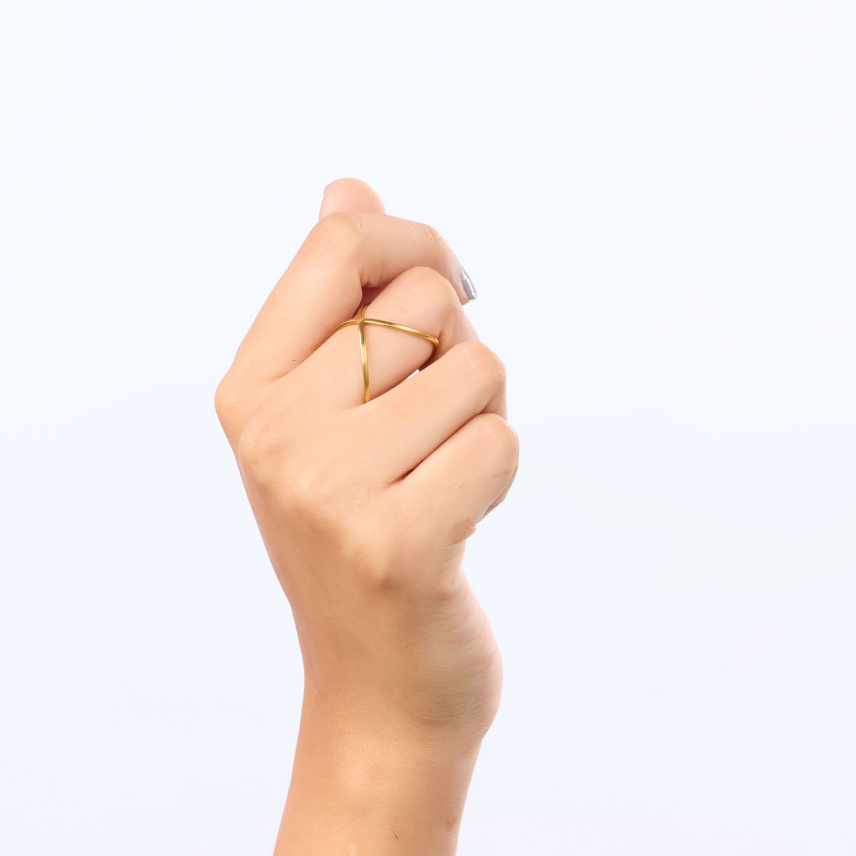 Architectural Crisscross Ring - gold plated crisscross statement ring for women - view 5