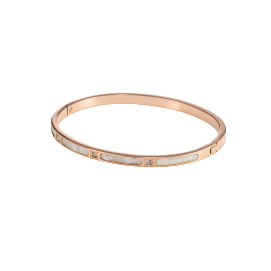 Architectural Shell Inlay Bangle - gold plated shell inlay bangle for women - view 3