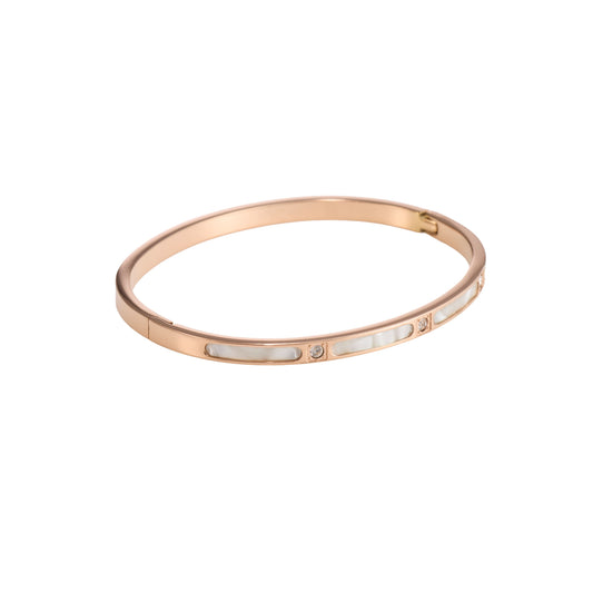 Architectural Shell Inlay Bangle - gold plated shell inlay bangle for women - view 7
