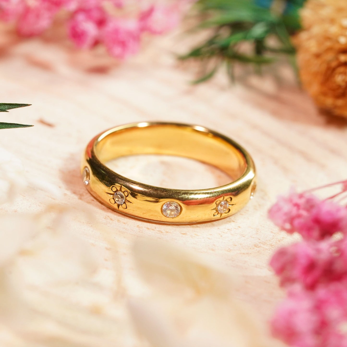 Astra Gold Starburst Ring - gold plated starburst statement ring for women - view 7