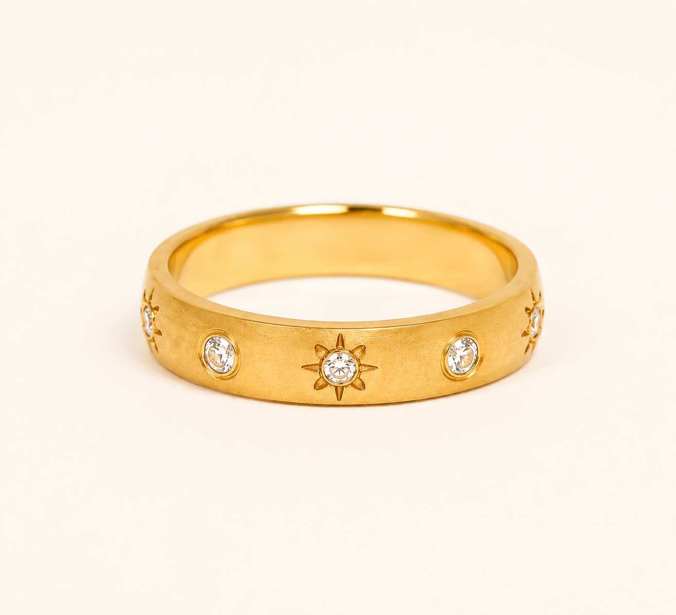 Astra Gold Starburst Ring - gold plated starburst statement ring for women
