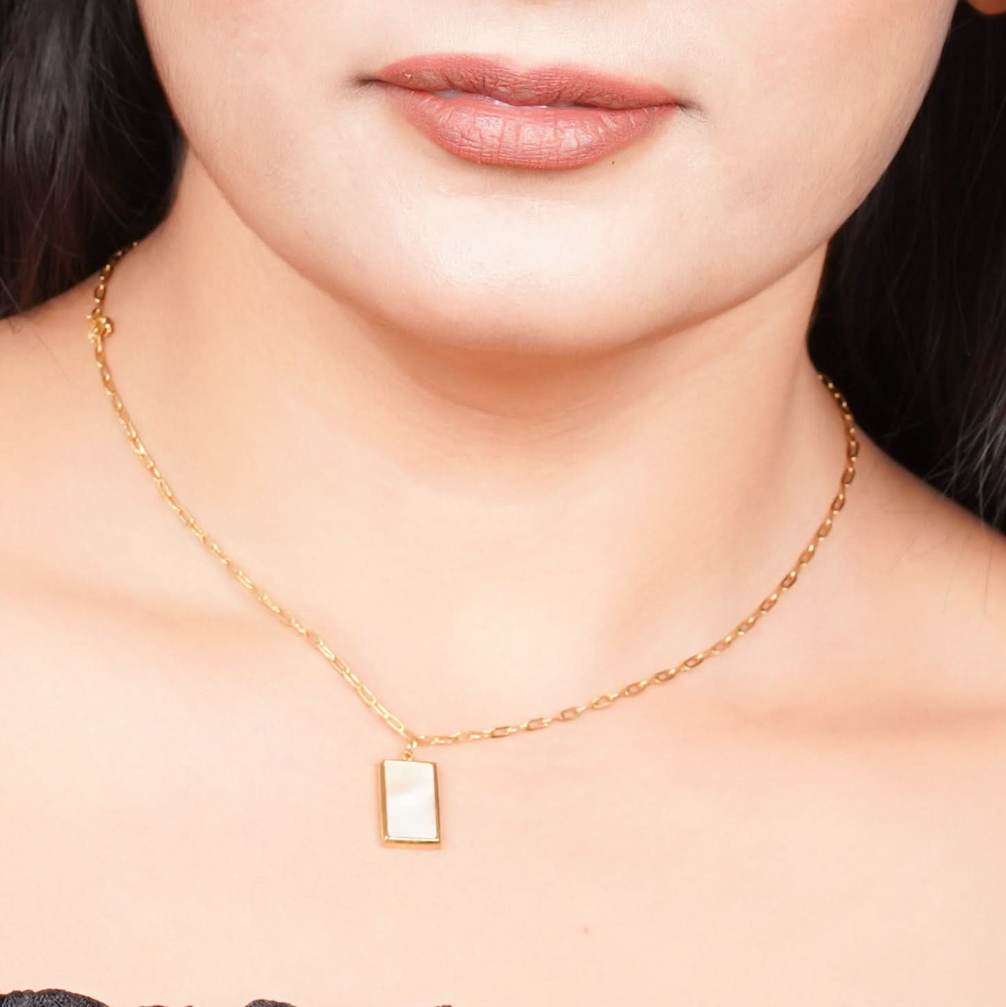 Asymra Diamond Edge Collar Necklace - gold plated diamond edge collar necklace for women - view 2