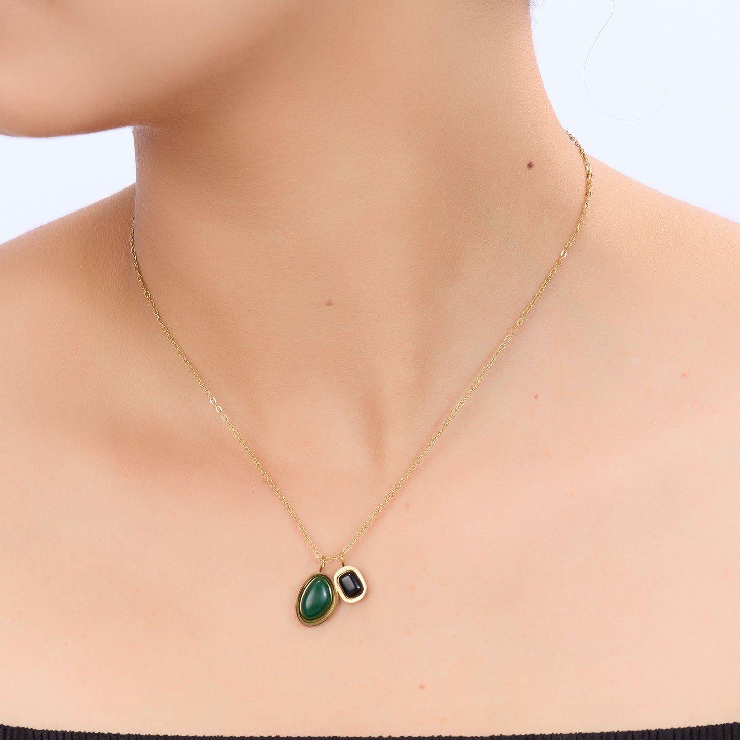 Asymra Diamond Edge Pendant Necklace - gold plated diamond edge pendant necklace for women - view 2