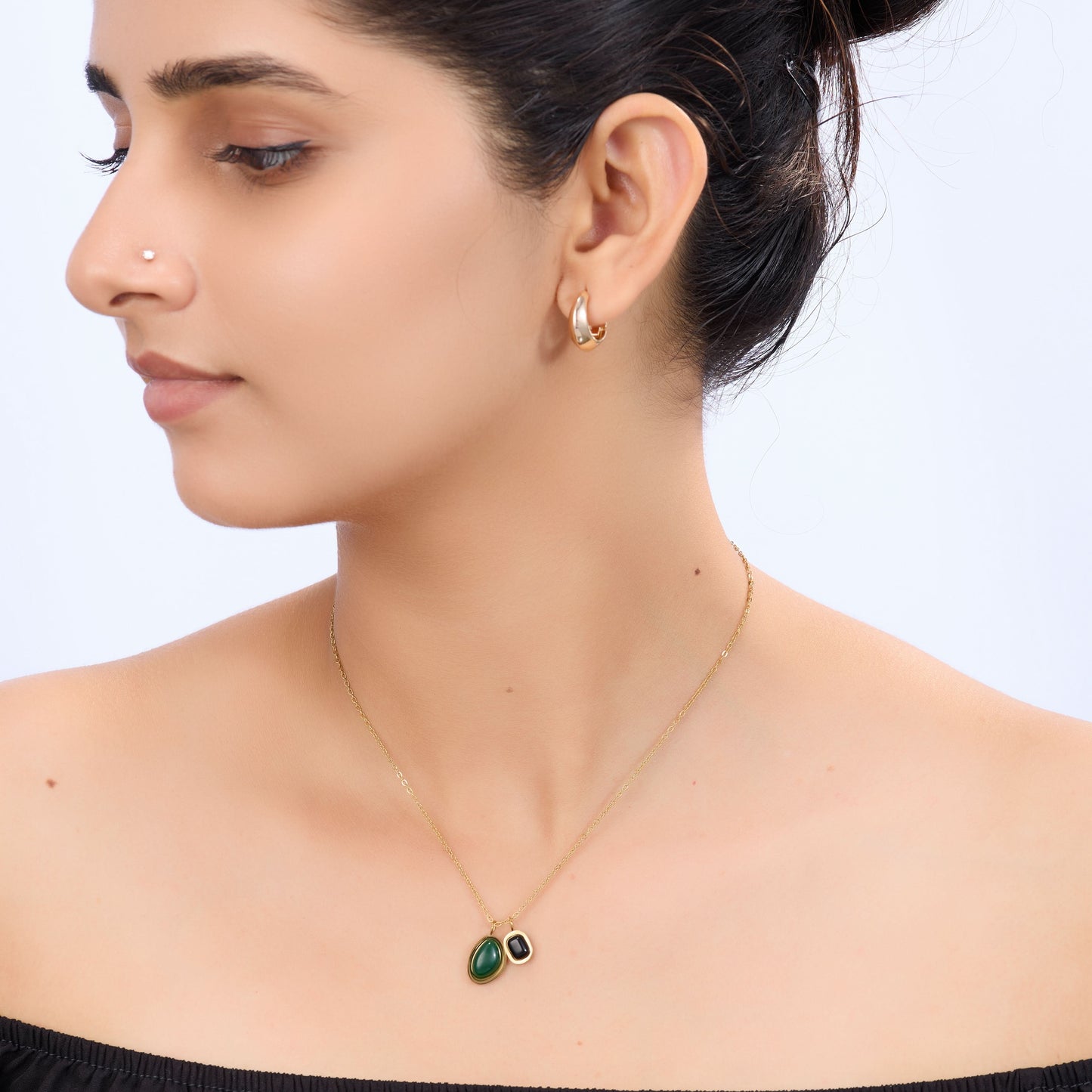 Asymra Diamond Edge Pendant Necklace - gold plated diamond edge pendant necklace for women - view 4