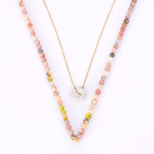 Aura Bloom Minimal Necklace and Earrings Set - gold plated minimal jewellery set for women - view 3