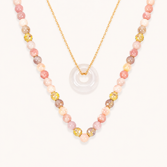 Aura Bloom Minimal Necklace and Earrings Set - gold plated minimal jewellery set for women