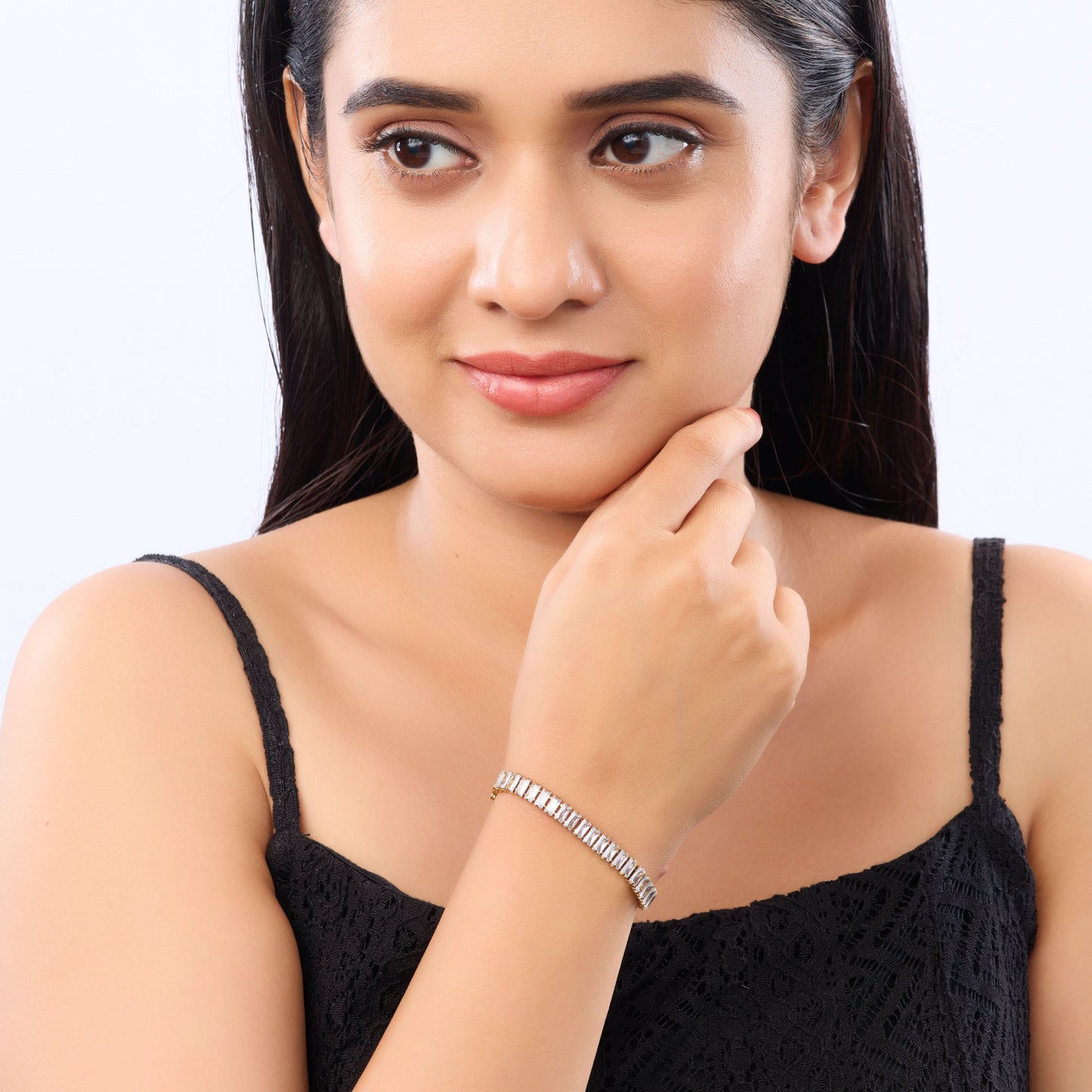 Aura Crystal Link Bracelet - gold plated crystal link chain bracelet for women - view 6