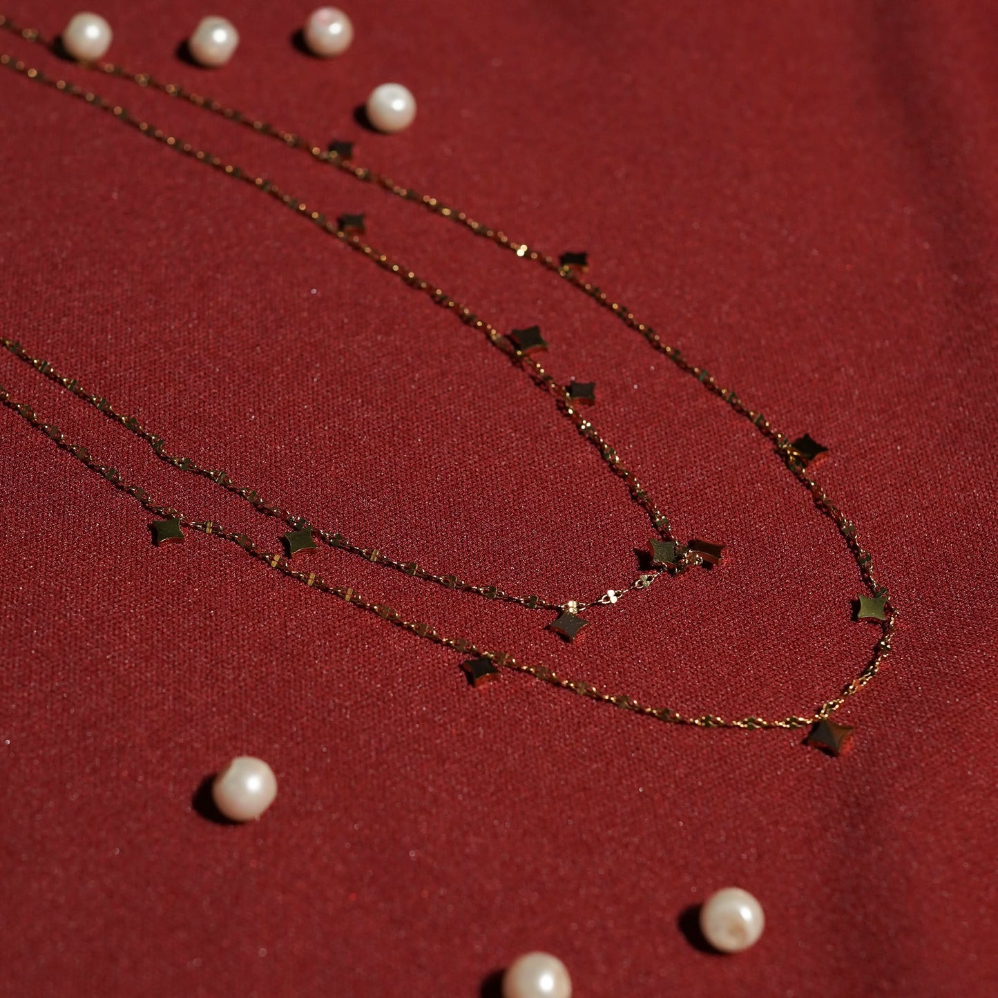 Aura Stack Double Layer Necklace - gold plated double layer stacked necklace for women - view 3