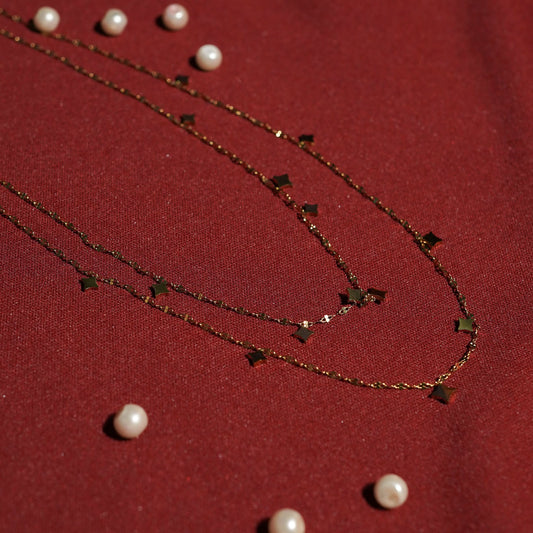 Aura Stack Double Layer Necklace - gold plated double layer stacked necklace for women - view 3