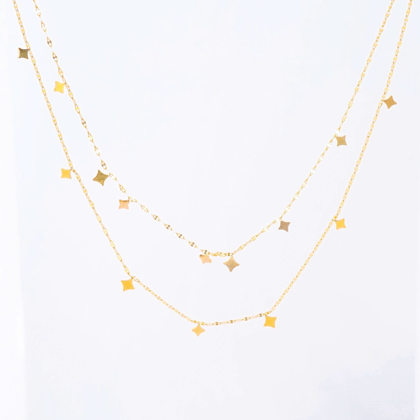 Aura Stack Double Layer Necklace - gold plated double layer stacked necklace for women
