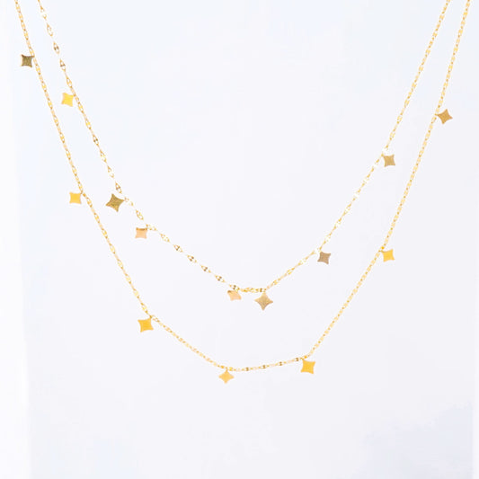 Aura Stack Double Layer Necklace - gold plated double layer stacked necklace for women