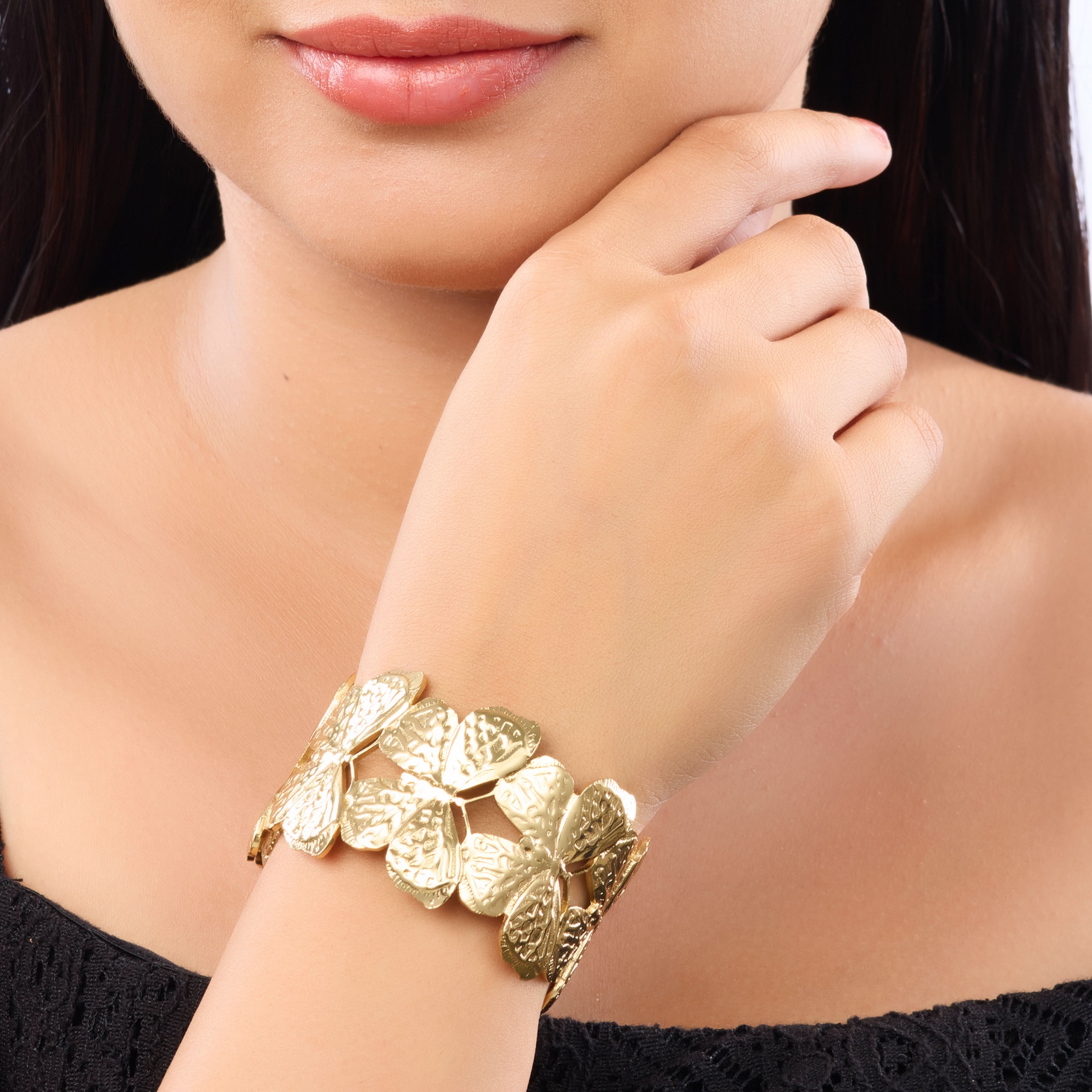 Aurelia Botanic Vacation Bangle - gold plated botanical bangle for women - view 2