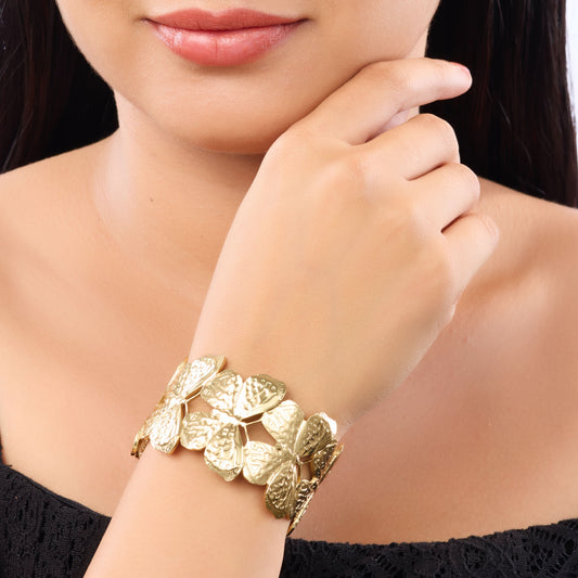 Aurelia Botanic Vacation Bangle - gold plated botanical bangle for women - view 2