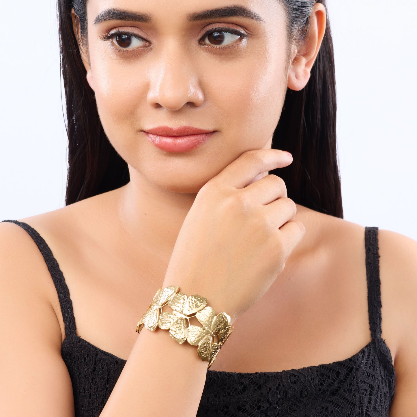 Aurelia Botanic Vacation Bangle - gold plated botanical bangle for women - view 7
