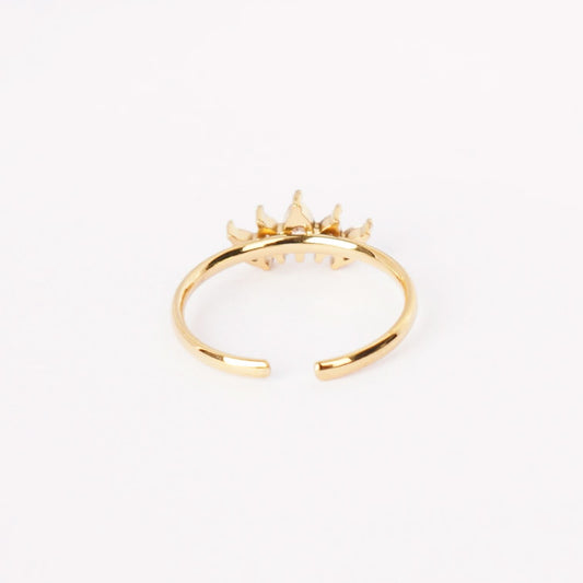 Aurelia Crown Spark Ring - gold plated crown zircon ring for women - view 2
