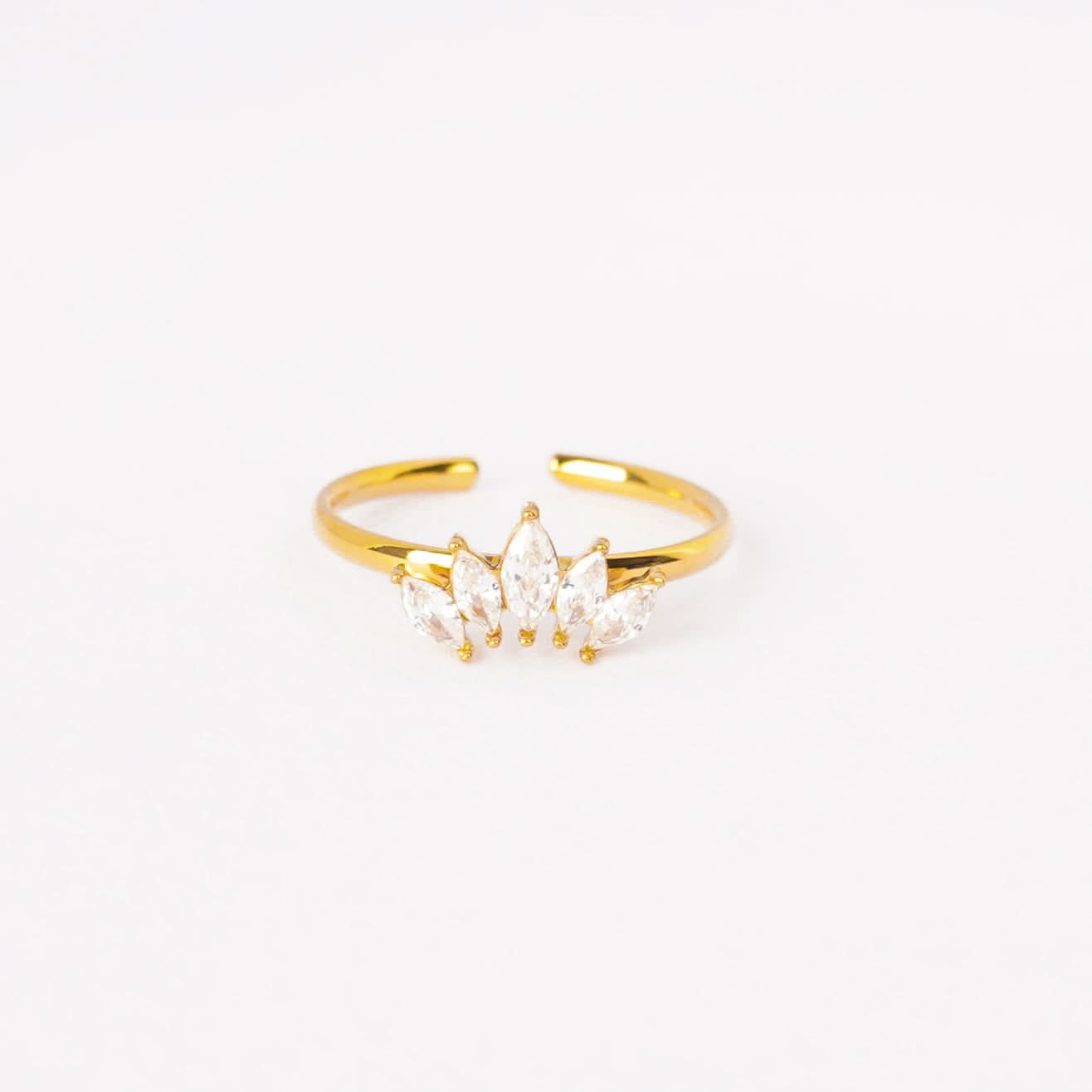 Aurelia Crown Spark Ring - gold plated crown zircon ring for women