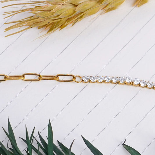 Aurelia Dual Luxe Tennis Link Bracelet - gold plated tennis link bracelet for women - view 3
