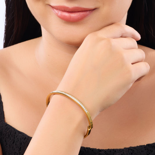 Aurelia Edge Bangle - gold plated geometric edge bangle for women - view 3