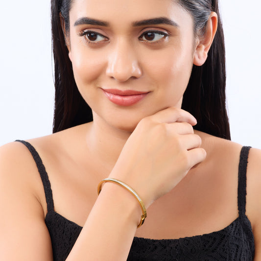 Aurelia Edge Bangle - gold plated geometric edge bangle for women - view 5