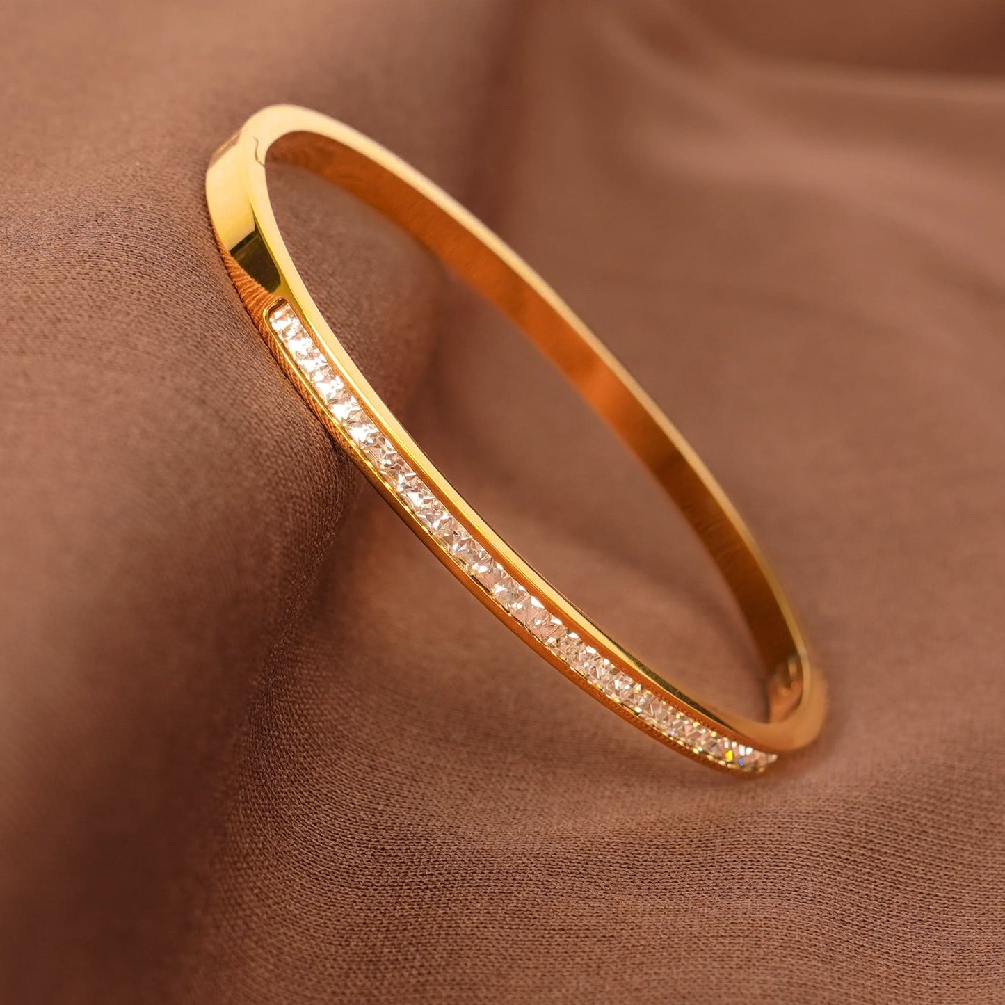 Aurelia Edge Bangle - gold plated geometric edge bangle for women - view 6