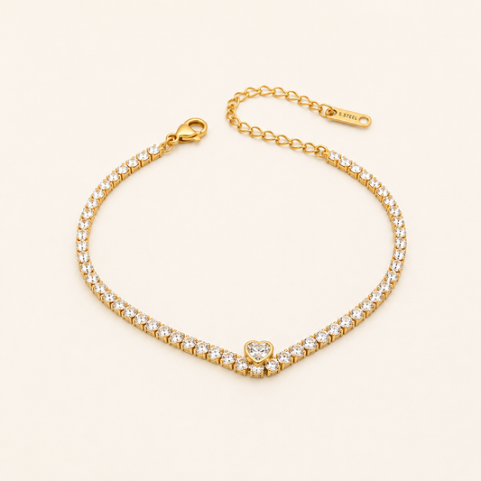 Aurelia Eternal Heart Bracelet - gold plated heart charm bracelet for women