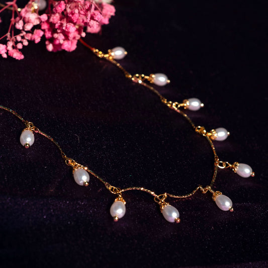 Aurelia French Pearl Necklace - gold plated pearl necklace for women - view 4