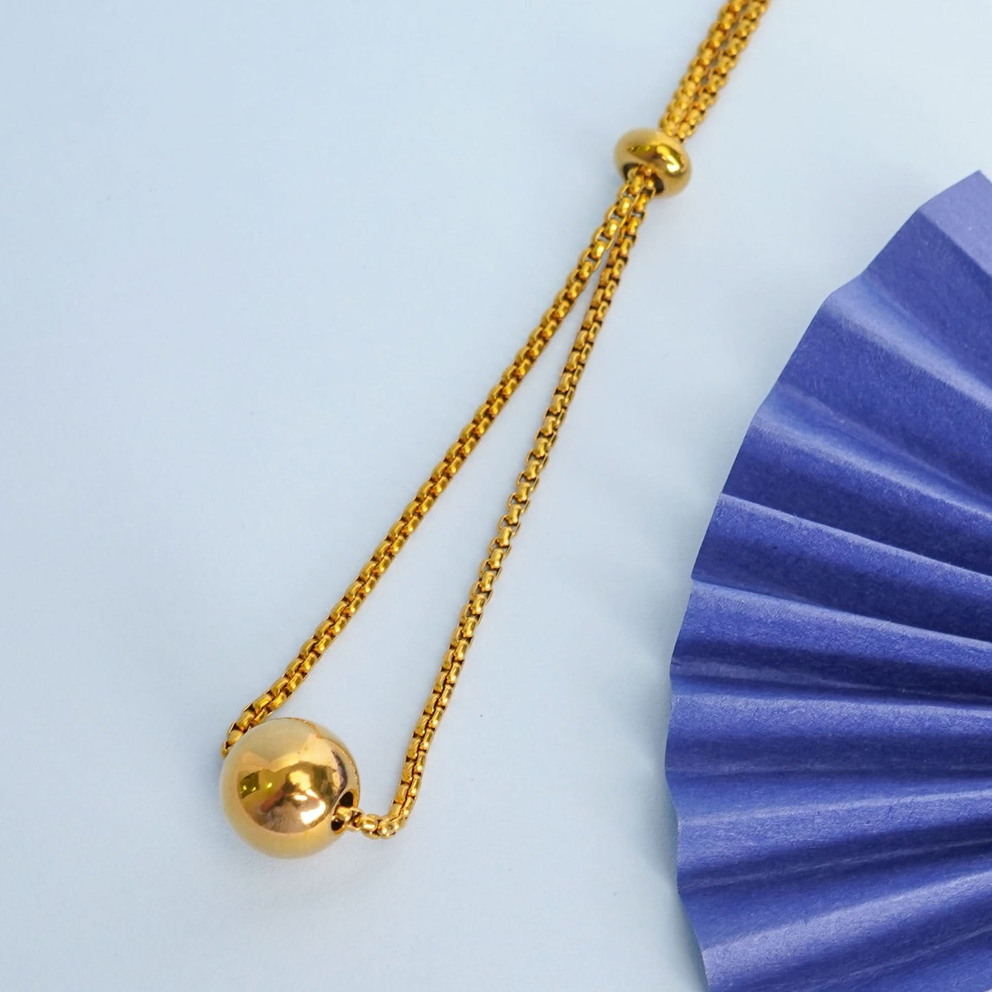 Aurelia Gold Bead Chain Bracelet - gold plated bead chain bracelet for women - view 4