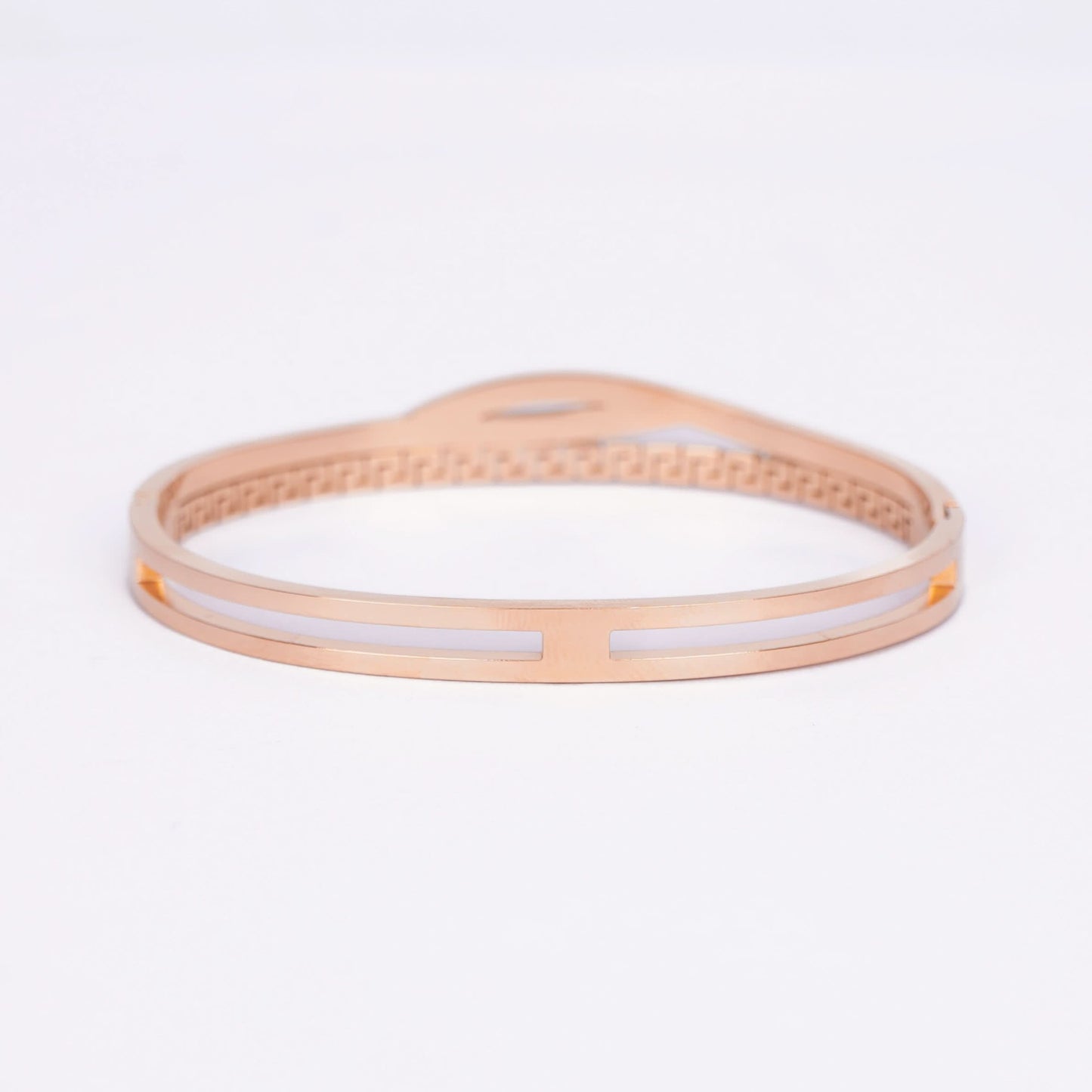 Aurelia Luxe Bangle Bracelet - gold plated Greek pattern bangle for women - view 2