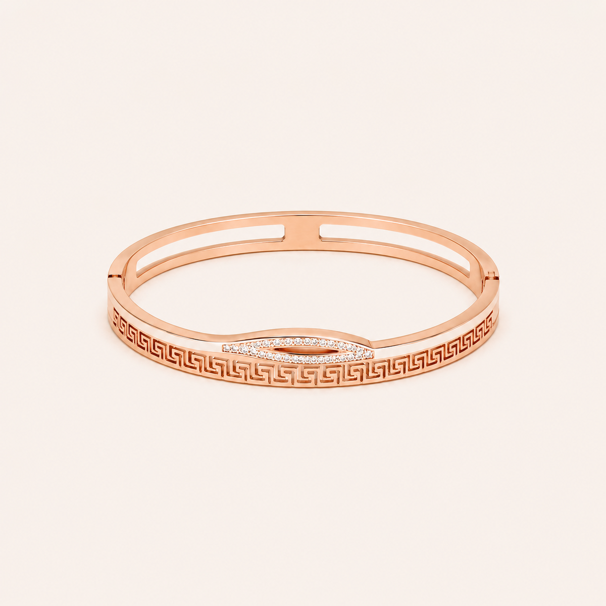 Aurelia Luxe Bangle Bracelet - gold plated Greek pattern bangle for women