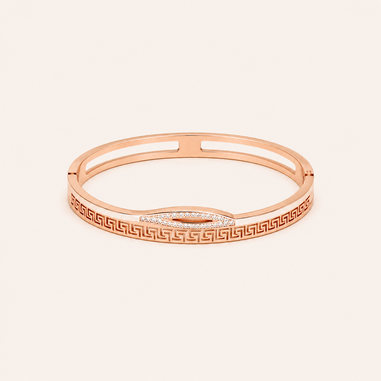Aurelia Luxe Bangle Bracelet - gold plated Greek pattern bangle for women