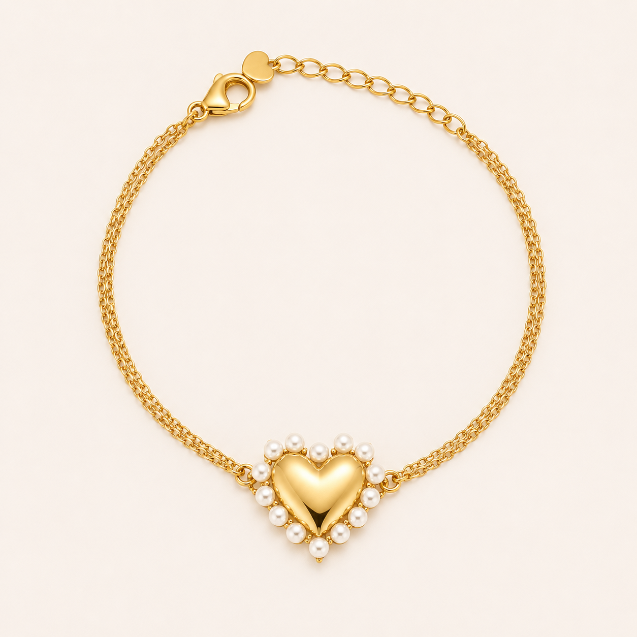 Aurelia Pearl Heart Bracelet - gold plated pearl heart bracelet for women